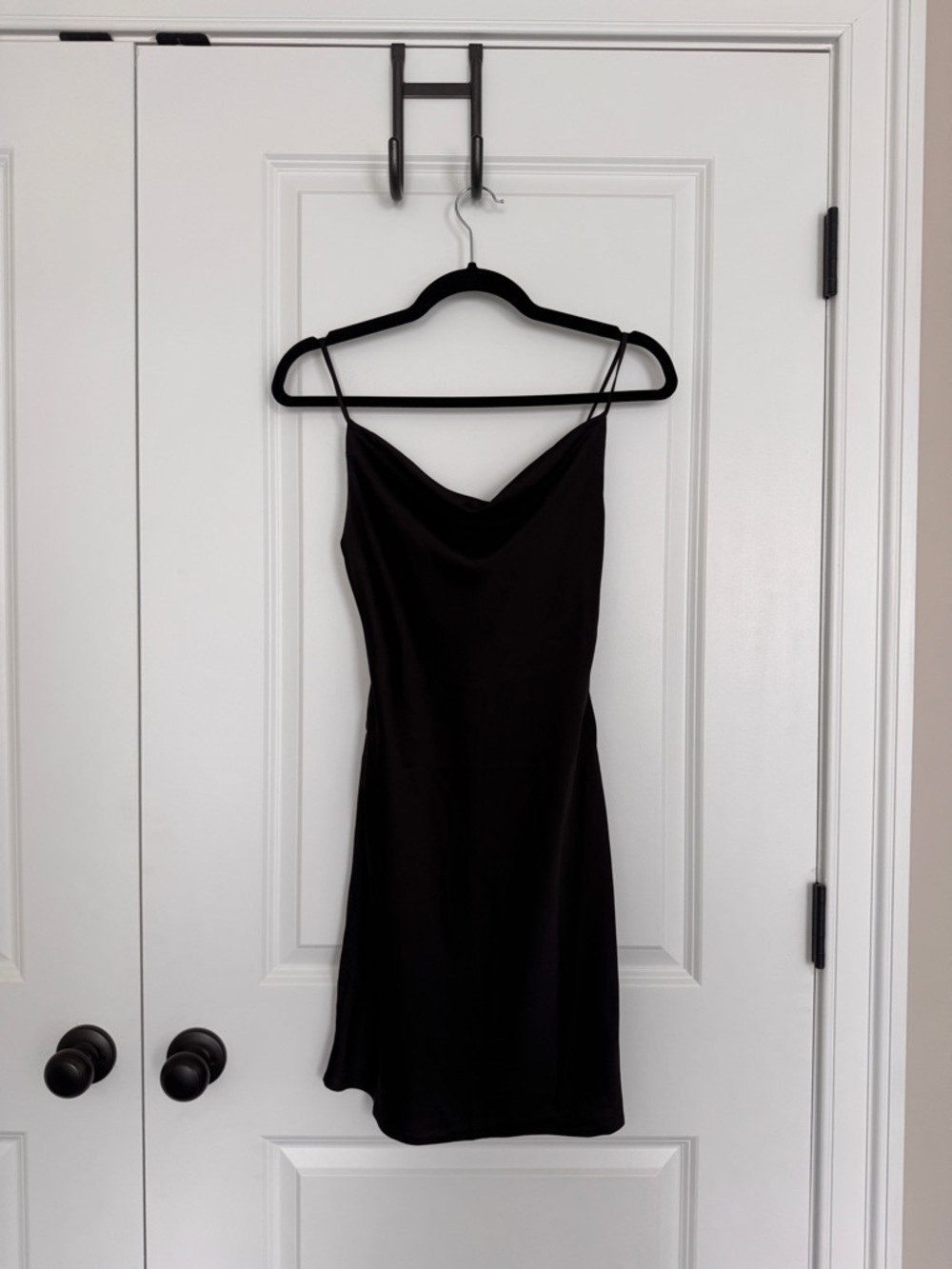 Urban Outfitters Black Satin Cowl Mini Dress